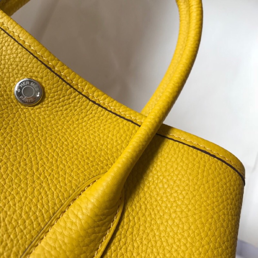 Hermes Garden Party 36cm Tote Handbag In Yellow Clemence Leather